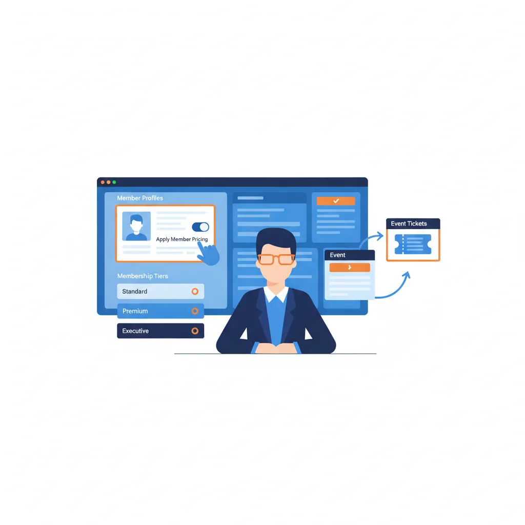 Association manager applying member pricing to a member record on a unified dashboard