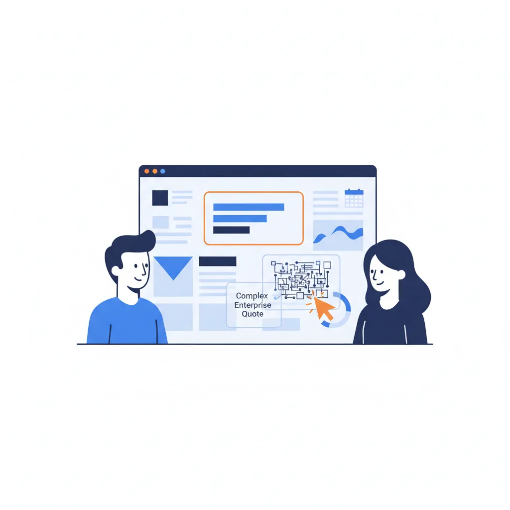 Small events team reviewing transparent flat-rate pricing on a dashboard instead of a complex enterprise quote