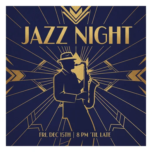 Event poster generated by Addmi for Jazz Night at the Vault
