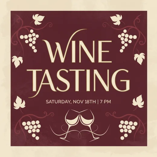 Event poster for a members’ wine tasting